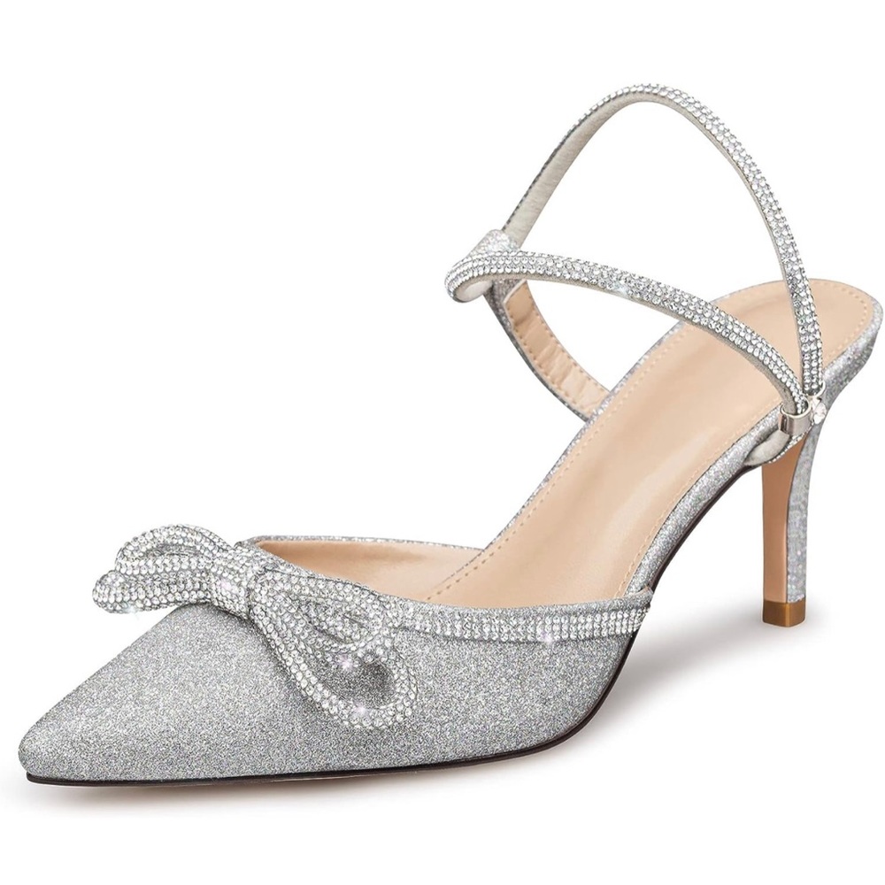 Rhinstone Wedding Low Heel Slingback shoes